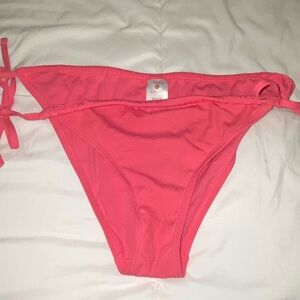 Shade & Shore Pink Ribbed Tie-Side Bikini Bottom size M